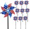 10 Pack Reflective Pinwheels Patriotic Decorations, American Flag on Stick Wind Spinner with Stake for Independence Day, Memorial Day July of 4th Party Supplies, Scare Birds Repellent Devices